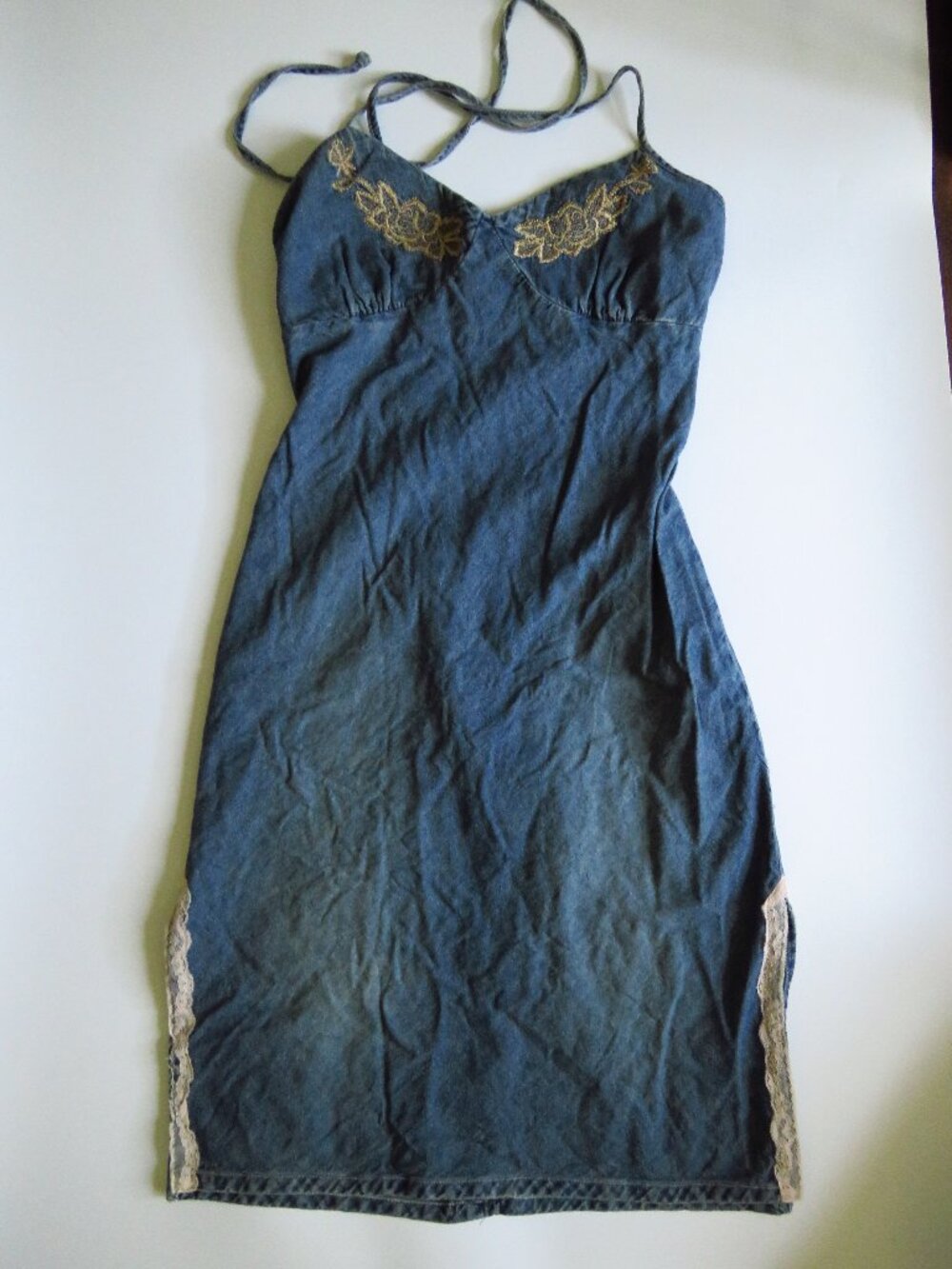 Vintage Heart Moon Star Y2K denim dress